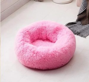 Camas para Mascotas Anti-estrés Peluditas 60 cm Rosada