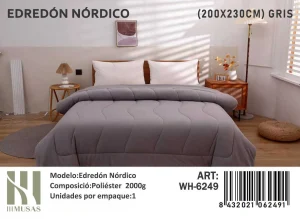 Plumón Nórdico de Seda Plaza y Media 200x230 cm Color Gris
