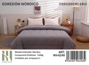 Plumón Nórdico de Seda 1 Plaza 150x200 cm Color Gris