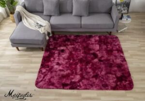 Alfombra Peludas Livianas 180x200 cm Burdeo Jaspeado