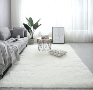 Alfombra tipo Shaggy Peludas Livianas 150x200 cm Blanco