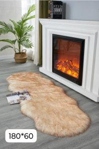Alfombras Pasilleras de Felpa Pelo Largo 180x60 Beige con Blanco