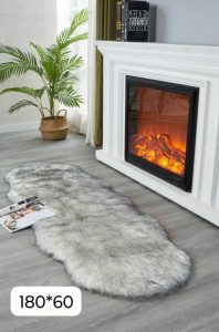 Alfombras Pasilleras de Felpa Pelo Largo 180x60 Gris con Blanco