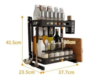 Rack Organizador Multifuncion Para Especies 2 Niveles Negro - Angeles del Hogar Chile