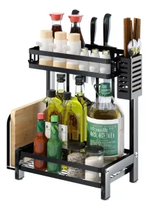 Rack Organizador Multifunción para Especies 2 Niveles Negro