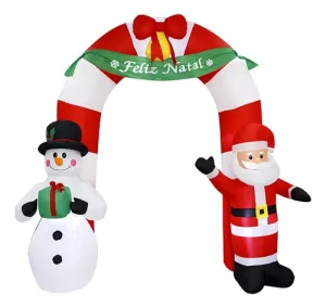 Arco Inflable Feliz Navidad Papá Noel y Muñeco de Nieve 240 cm