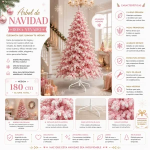Arbol Pino De Navidad Rosa Nevado 180CM SDS64