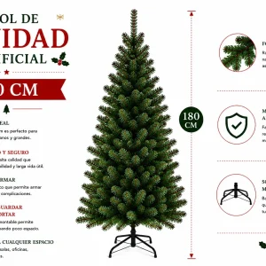 Arbol de Navidad Artificial de Pino Frondoso 180Cm Sds35