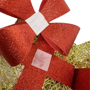 Set de 3 Cajas de Regalo con Luces LED Dorado y Lazo Rojo - imagen 4