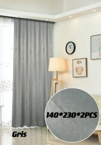 Pack de 2 Paños de Cortinas Terciopelo Medidas 140x230 cm Gris