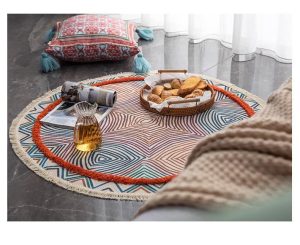 Alfombra Redonda de Lino Algodón para dormitorio o sala de e Diseño 5
