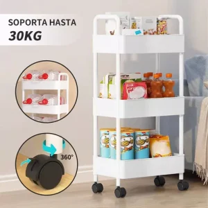 Carrito Carro Organizador Ruedas Multiuso Chef Choice 3 Niveles Blanco - imagen 4
