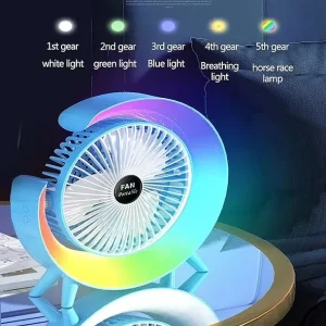 Ventilador de Escritorio RGB Multicolor Lámpara Portátil USB - imagen 3