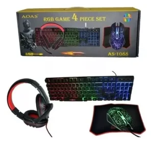 Set Gamer para PC Teclado Mouse Audífonos Mousepad