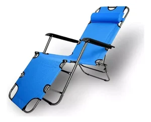 Silla Plegable Reposera Portátil Playa Camping Campo Azul Eléctrico - imagen 2