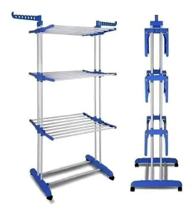 Tendedero Vertical De Metal De 3 Niveles 170 x 126 x 64 cm Color Azul - Angeles del Hogar Chile