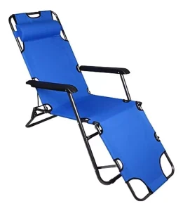 Silla Plegable Reposera Portátil Playa Camping Campo Azul Eléctrico