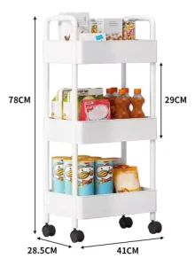 Carrito Carro Organizador Ruedas Multiuso Chef Choice 3 Niveles Blanco - imagen 2