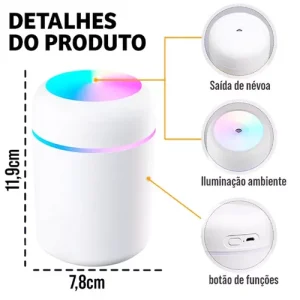 Humidificador Difusor Purificador Ultrasonico Luz LED 300ml - imagen 3