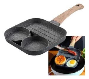 Sartén Manual Multiuso para Huevos Hamburguesa Antiadherente 3 Tazas