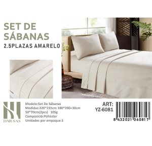 Set De Sabanas King Color Amarelo 200 hilos YZ-6081 - Angeles del Hogar
