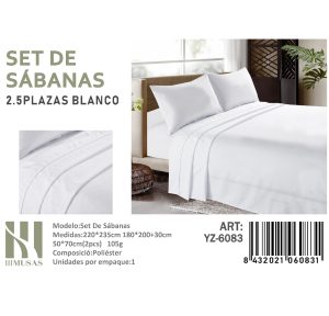 Set De Sabanas King Color Blanco 200 hilos YZ-6083 - Angeles del Hogar