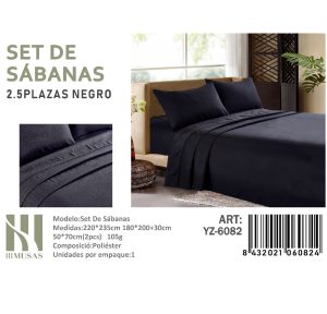 Set De Sabanas King Negro 200 Hilos + 2 Funda De Almohada - Angeles del Hogar Chile