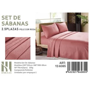 Set de Sábanas King Rosa 200 Hilos + 2 Funda de Almohada