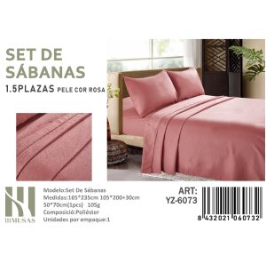 Set De Sabanas Plaza y Media Rosa 200 hilos + 1 Funda De Almohada - Angeles del Hogar Chile