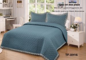 Cobertor Quilts de verano Cubrecama 2 Plazas con Bordados Azul