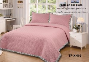 Cobertor Quilts de verano Cubrecama 2 Plazas con Bordados Rosa Vieja
