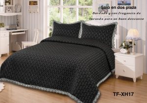 Cobertor Quilts de verano Cubrecama 2 Plazas con Bordados Negro