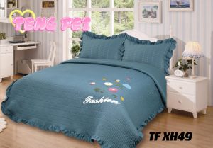 Cobertor Quilts de verano Cubrecama 2 Plazas con Bordados Fl Azul