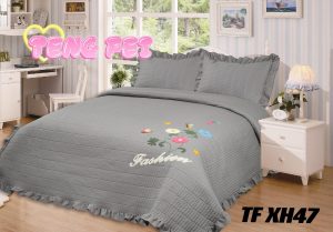 Cobertor Quilts de verano Cubrecama 2 Plazas con Bordados Fl Gris