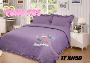 Cobertor Quilts de verano Cubrecama 2 Plazas con Bordados Fl Morado