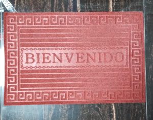 Alfombras para la Entrada Engomadas Modelo Bienvenido Color Rojo