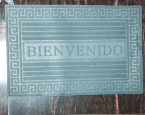 Alfombras para la Entrada Engomadas Modelo Bienvenido Color Gris