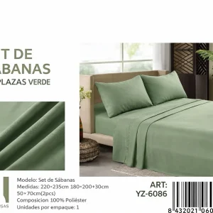 Set De Sabanas King Verde 200 Hilos + 2 Funda De Almohada - Angeles del Hogar Chile
