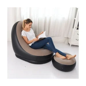 Sofa Silla Sillon Inflable Con Reposa Pies Color Cafe - Angeles del Hogar Chile