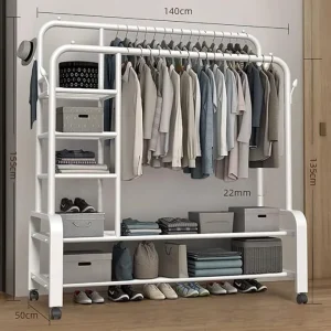 Perchero Metalico 58 kilos Doble Barra Closet Exhibicion Color Blanco - Angeles del Hogar Chile