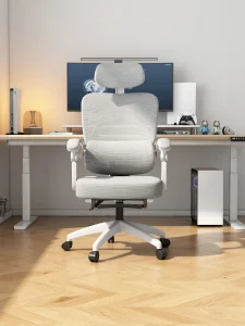 Silla de Oficina Ergonómica Reclinable de Malla en Color Blanca - imagen 5