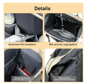Mochila Pañalera Multifuncional Impermeable Negra - imagen 2