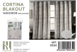 Cortinas blackout pack 2 Panos 140x230 Diseno Flores Gris Oscuro - Angeles del Hogar Chile