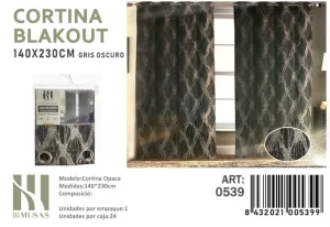 Cortinas blackout pack 2 Paños 140x230 con Diseño Gris Oscuro
