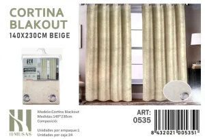 Cortinas blackout pack 2 Paños 140x230 con Diseño Flores Beige