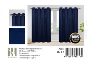 Pack De 2 Panos De Cortinas Terciopelo Medidas 140x230 Cm Color Azul - Angeles del Hogar Chile