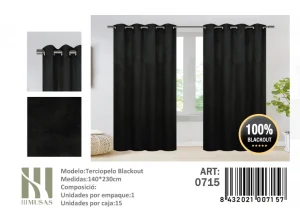 Pack De 2 Panos De Cortinas Terciopelo Medidas 140x230 Cm Color Negro - Angeles del Hogar Chile