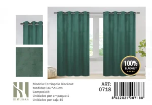 Pack de 2 Paños de Cortinas Terciopelo Medidas 140x230 cm Color Verde