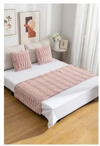 Set Piecera Premium + 2 Fundas Cojín Tipo Piel Suave Color Rosa - imagen 2