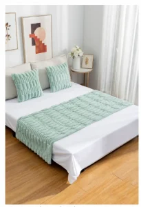 Set Piecera Premium + 2 Fundas Cojín Tipo Piel Suave Color Verde - imagen 2